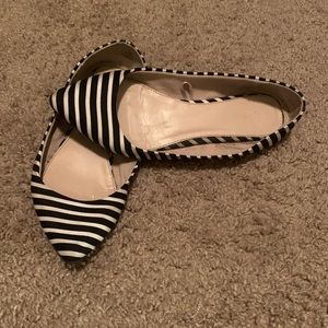 Black and white striped shoes